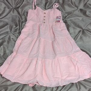 Btween Light Pink Tiered Kids Dress